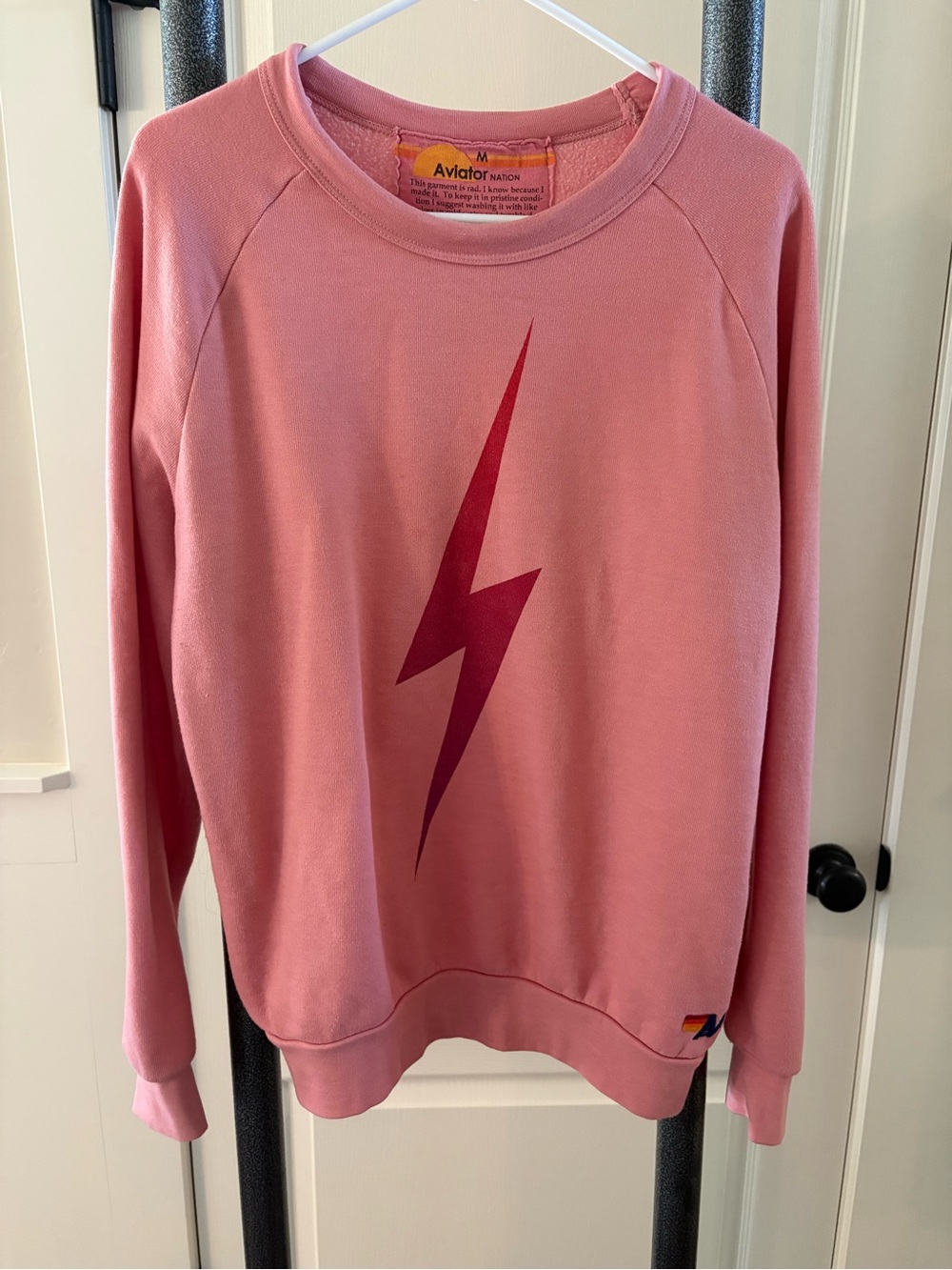 SET! Aviator nation pink petal set. Pants Xl crewneck M